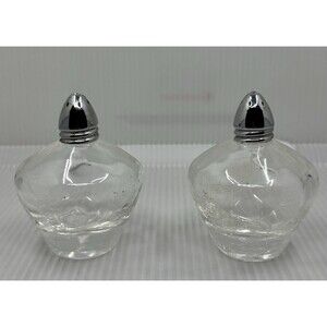 I. W. Rice Crackle Glass Crystal Salt & Pepper Shakers Vintage Japan